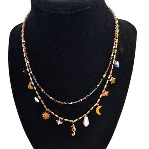 Coastal Charm Necklace 18K Gold Plated Summer‎ Beach Vacation Mermaidcore
